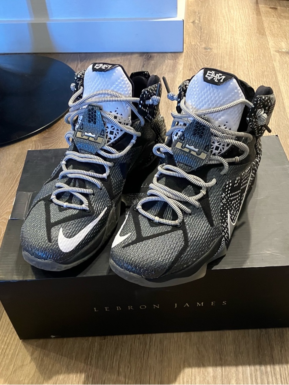 Black & White LeBron XII BHM Basketball Shoes